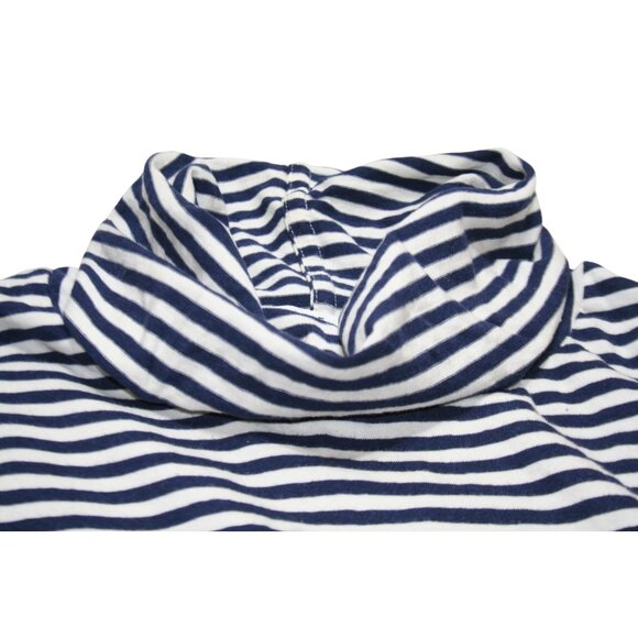 Stateside Womens M Turtleneck Short Sleeve Dress Navy Stripe Preppy Coastal Chic - Picture 4 of 7